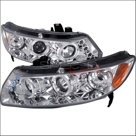 Overtime Halo LED Projector Headlights for 06 to 11 Honda Civic- Chrome - 10 x 25 x 26 in. OV3185835